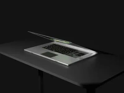 Laptop 3d model on table Free 3D model