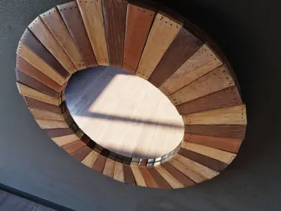 Round Wooden Mirror 3D model