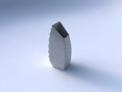 Vase bent rectangle with diagonal grid plates 3D print model