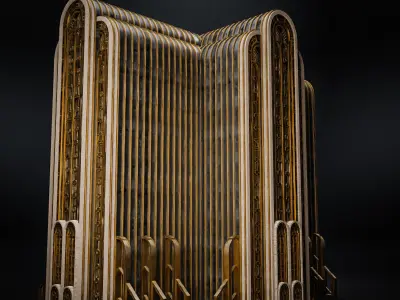 ART DECO SKYSCRAPER BUILDING 08 Low-poly 3D model