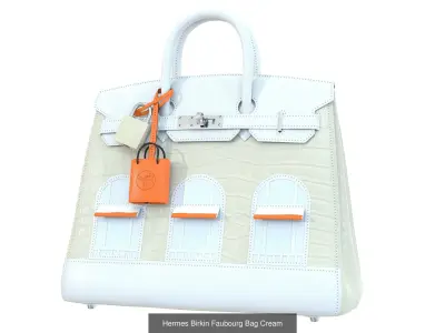 Hermes Birkin 20 Sellier Faubourg Bag Palladium Hardwar 3D Model Pack