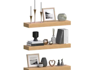 Wall Shelves with Decoration -COLLECTION 3D model