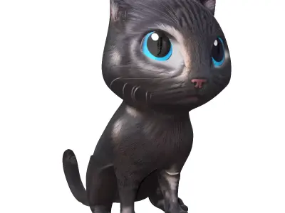 Cat Cartoon Animated and Rigged Low-poly 3D model