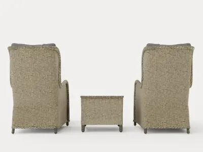 Marcus Cafe set With 2 Ear Patches With Footstool M Cushion Low-poly 3D model