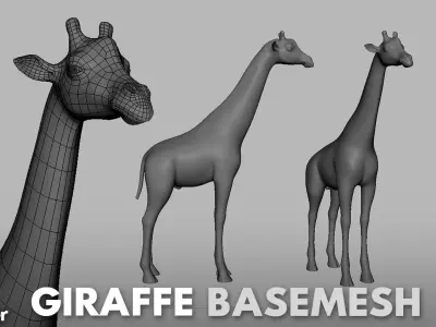 Giraffe Basemesh Low-poly 3D model