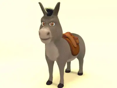 cartoon donkey Low-poly 3D model