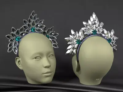 Headband 2 headpiece with crystals 3D model