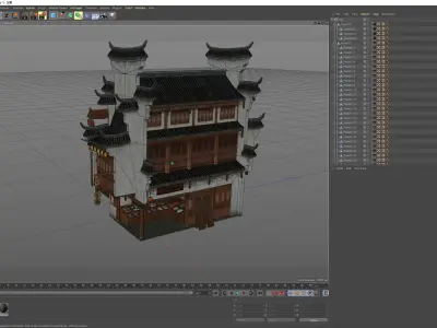 Chinese House 3D model Low-poly 3D model