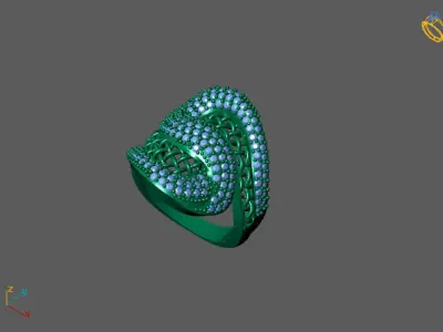 STL 3DM Women Ring Womens Ring Diamonds With Stone Model DP1505 3D print model