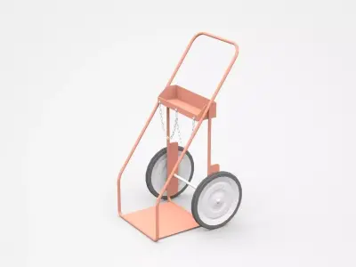 Pink Hand Truck With High Wheels And Chain 3D model