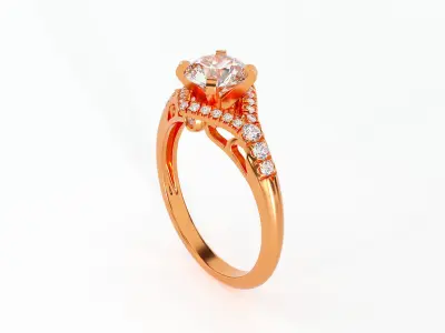 Engagement two tone ring with 1Ct round diamond 3D print model