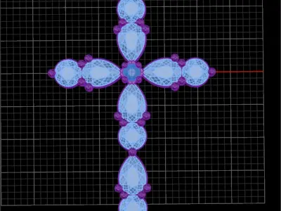 Cross with drop stone 3D print model