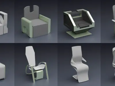 SCI-FI Chairs Low-poly 3D model