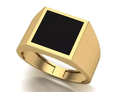 Square Signet Ring commanders ring 3D print model
