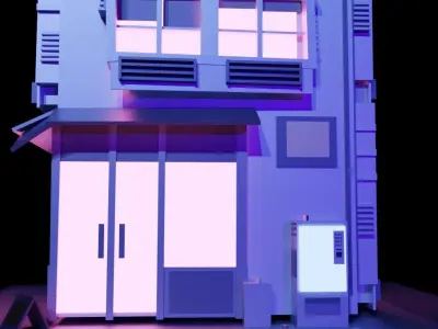 Neon house Free 3D model