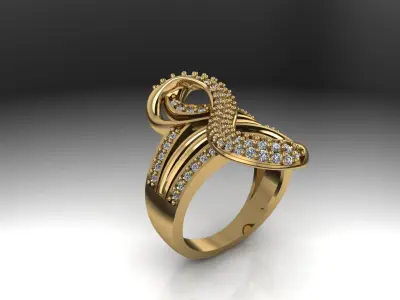modern diamond luxury ring 3D print model