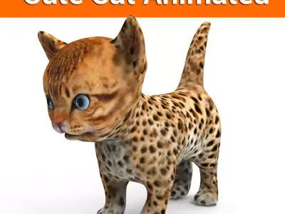 3d Cat Animated model  Low-poly 3D model
