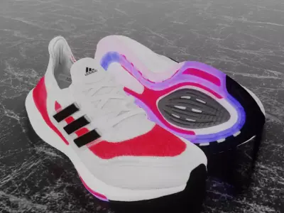ADIDAS ULTRA BOOST 2021 - RED 3D SHOES Low-poly 3D model
