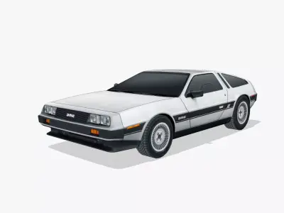DeLorean DMC 12 1981 Low-poly 3D model