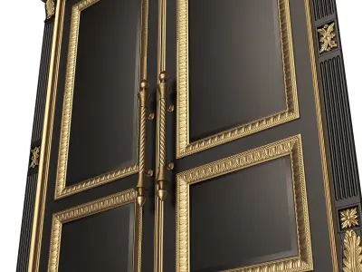 Carved Door Classic 01601 Black Low-poly 3D model