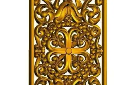 Ornamental Vertical Panel with Cross 3D print model
