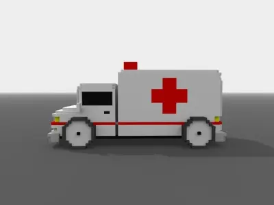 Voxel Ambulance  Low-poly 3D model