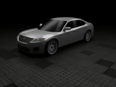 Low Poly Modern Generic Full-Size Sedan  Low-poly 3D model