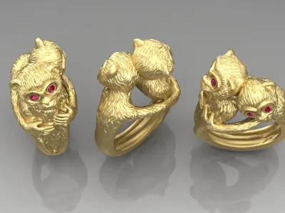 Ring with cute monkey 3D print model
