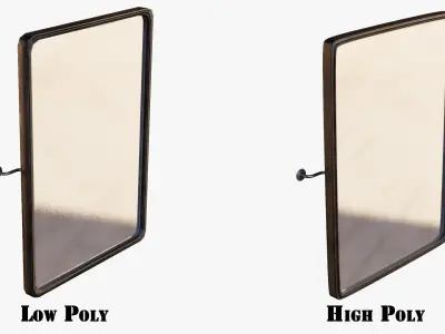 Wall Theater Mirror Square Shape with Crack and PBR Options Low-poly 3D model