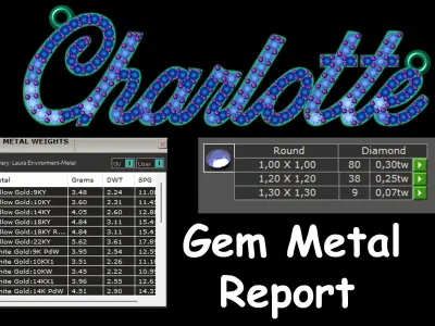 MODELO DE IMPRESION 3D DIJE CHARLOTTE CON DIAMANTES   3D print model