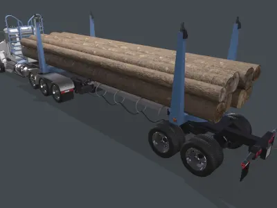 Kenworth T800 Log Truck Low-poly 3D model