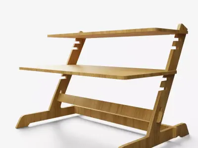 Bamboo Adjustable Sit Monitor Stand 3D model
