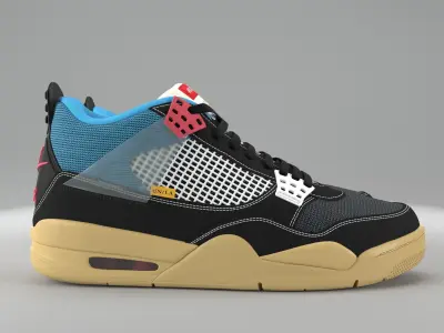 Air Jordan 4 Retro  Union LA Off Noir PBR  Low-poly 3D model