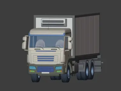 Generic Refrigerator Truck -- Small Container Truck -- Box Truck 3D model