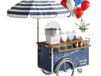 Cotton candy cart 3D model