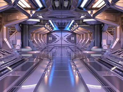 Sci-Fi Modular Corridor 2 Engine section  3D model