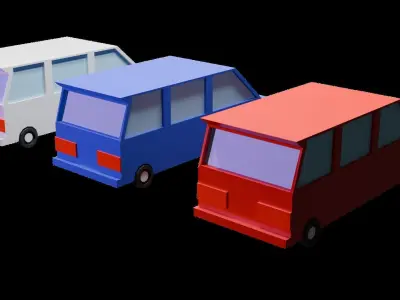 3 different Color Low Poly Car Low-poly 3D model