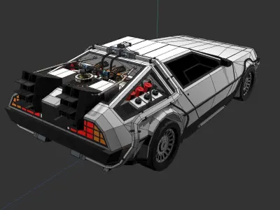 Time Machine 1981 DMC DeLorean Low-Poly Style Low-poly 3D model