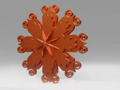 Ornament 3d Print Model orange snowflake 3D print model