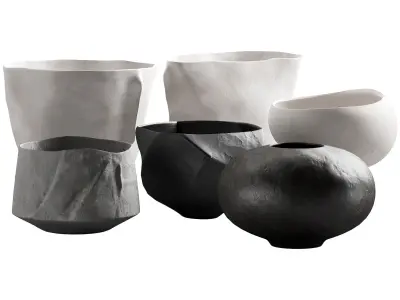 302 decorative vases and pots 02 deformed folded relief vase 3D model