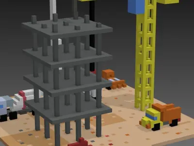 Voxel construction site 3D model