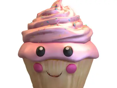 Kawaii Cupcake Character Low-poly 3D model
