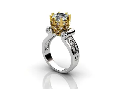 Engagement Luxury Ring With Diamonds 3D Print Model 3D print model