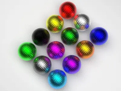 Colored Metal Golf Balls Set 3D model