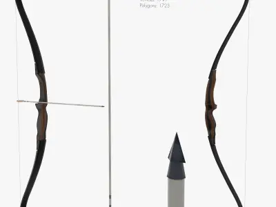 Recurve bow Low-poly 3D model