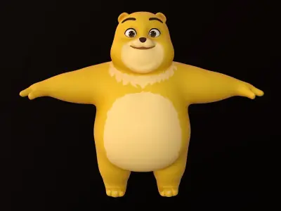 Asset - Cartoons - Character - Bear Yellow - Rig - High Poly 3D model
