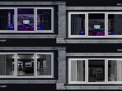 Parallax room pack  One click interiors 40 rooms KPACK  Windows 3D model