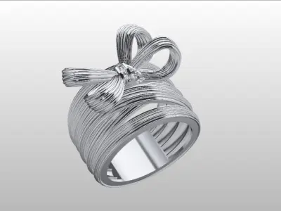 luxury bow elegant ring 3D print model