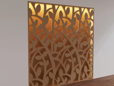 Decorative Wooden Wall Model 15 Low-poly 3D model
