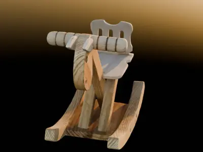 Wooden Rocking Horse Toy 3D Scan Low-poly 3D model